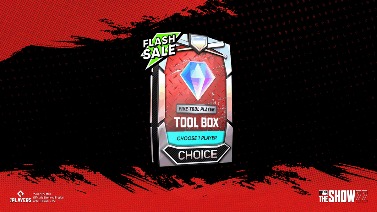 MLBTheShow's tweet photo. Hey, remember that Toolbox Choice Pack? Surprise! 🏷️

🏷️ Flash Sale #1 starts with a 2️⃣-hour sale of the new Tool Box Choice Pack 🧰
Can't make it? Find the Tool Box Choice Pack after Flash Sales conclude.
🔗: https://t.co/Nvff9ZeP3p

Limit 1 per user.

#MLBTheShow https://t.co/oxN1DLDIyE