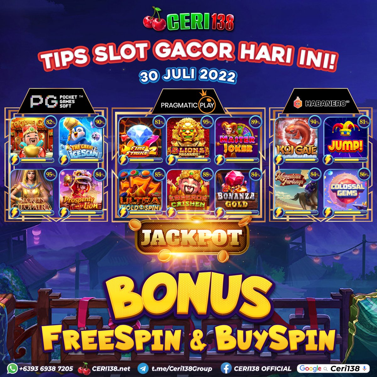 ceri138's tweet photo. INFO TIPS RTP SLOT GACOR   @ceri138

RTP LIVE MEMBER CERI13 PRESENTASE MAXWIN 80-98%
Daftar #CERI138 Disini 👇
🔗 https://t.co/AJr7sZssC8 

#CERI138 #Slotgacor #rtpslot #RTPLIVE #PragmaticPlay #Playstar #Spadegaming #MMG #Slotantirungkad #bonuspragmatic #bonuspgsoft #slotgacor https://t.co/GltC32kkJN