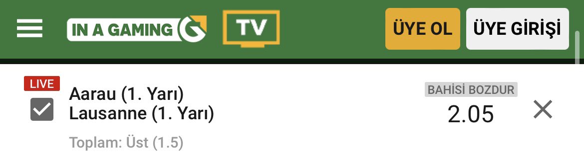 ⚡️Canlı 

🇨🇭 Aarau - Lausanne
⚽️ İY 1.5 Üst