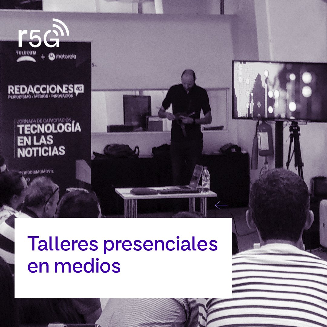Redacciones5G's tweet photo. Nuestros #Talleres gratuitos nacieron en 2015 para facilitar la implementación de las nuevas tecnologías de conectividad móvil en el #Periodismo. 

¡Ya pasamos por 250 medios y seguimos capacitando💪!

¿Querés un taller #R5G en tu medio? Escribinos 👉 https://t.co/FuPYuUjC4d https://t.co/mYdbZDB7fB