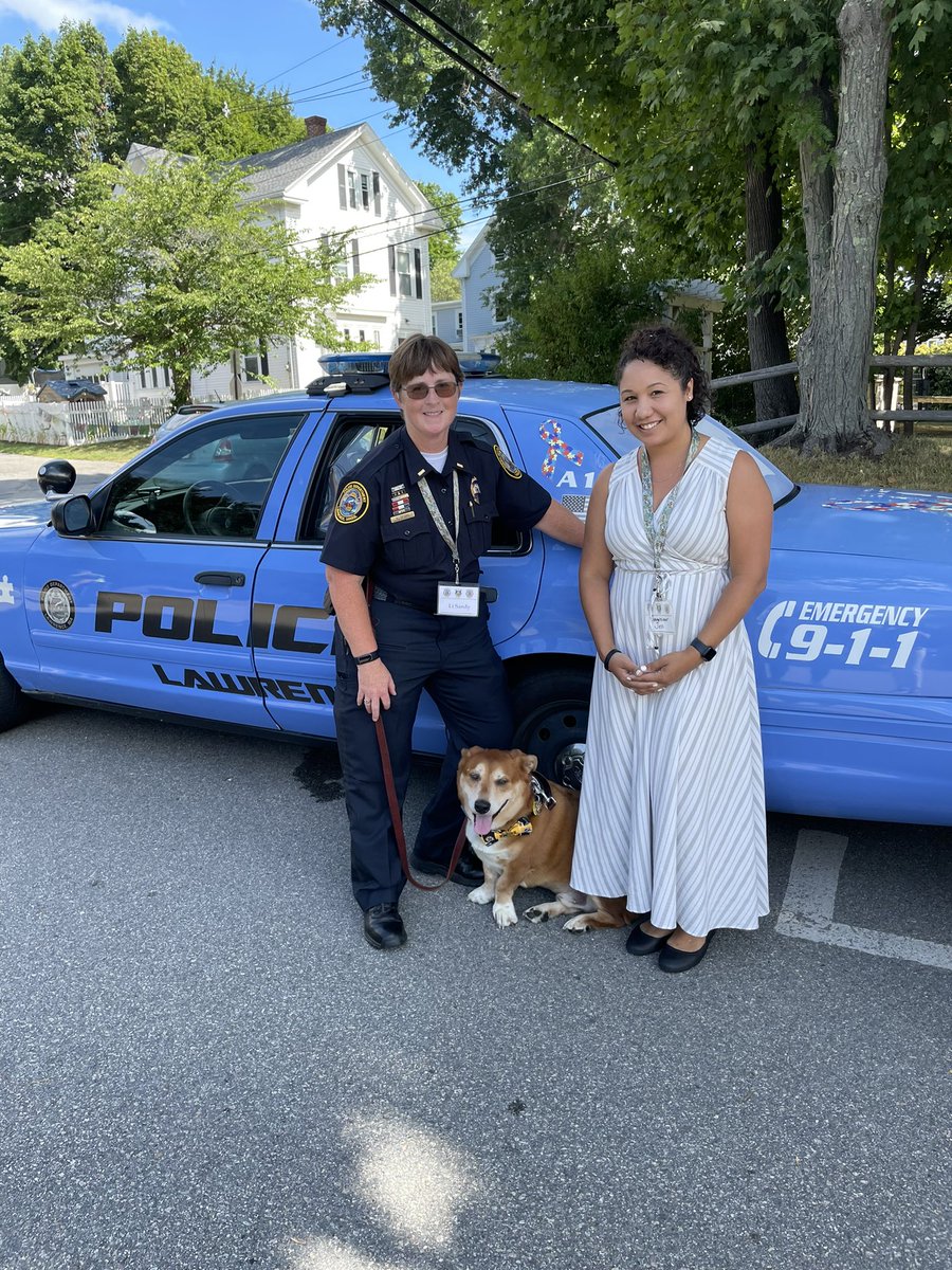 lawrencepolice's tweet photo. Lt. Sandy & Therapy Dog Oliver 🐾 one again helping the #MassLibrary Commission & #NHLBruins Bruins 🏒summer reading program “When you read you score” along with old friend Jessica & Olympian Kali Flanagan🥇🏒 #library #summerreading #book #community https://t.co/cpAhxGlONf