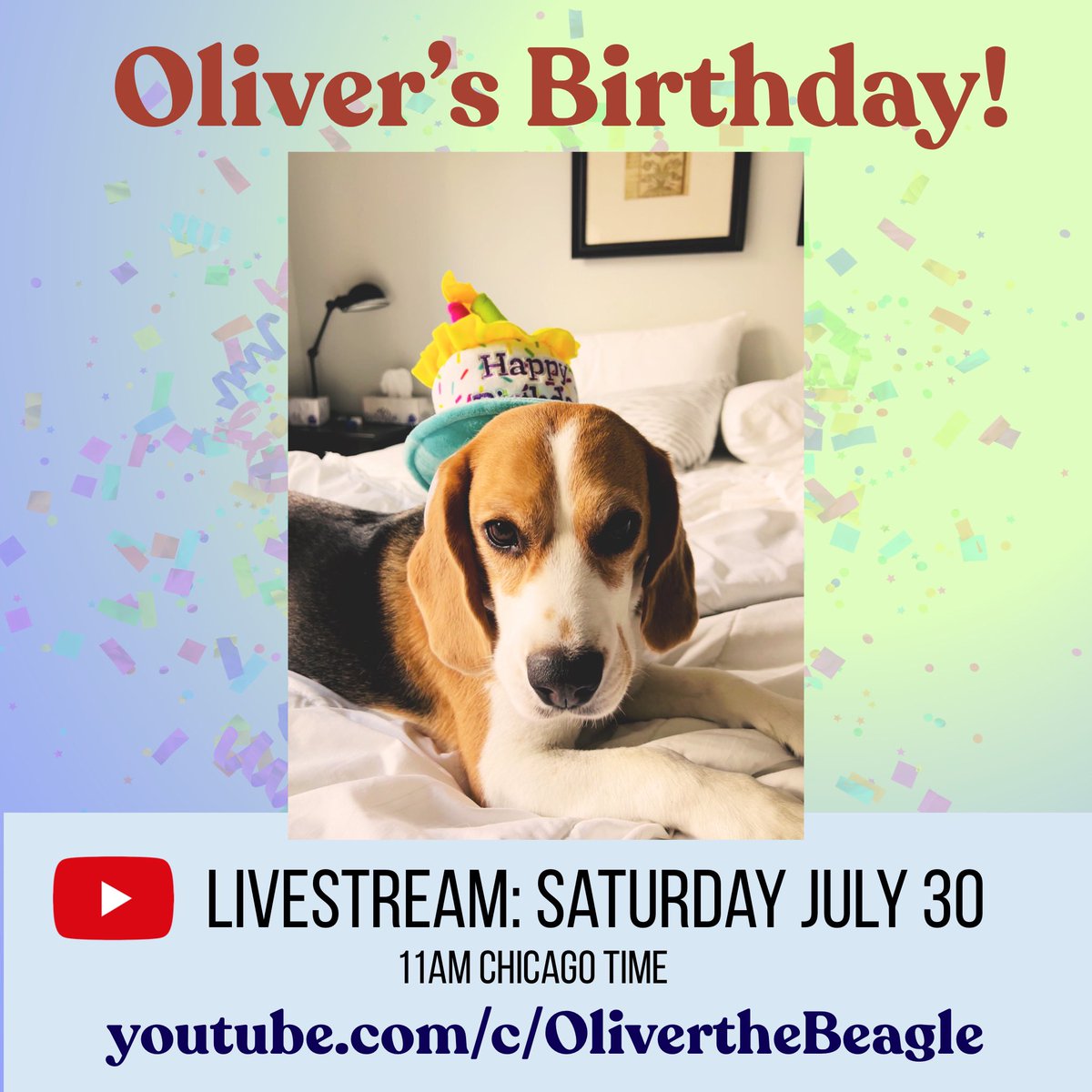 🎉 Join us tomorrow to celebrate Oliver’s birthday! 🎉 We’ll be livestreaming on YouTube at 11AM Chicago Time. 

Oliver will be opening his presents and having cake, and we’ll talk about our upcoming travel plans and answer Qs as usual. See you there!