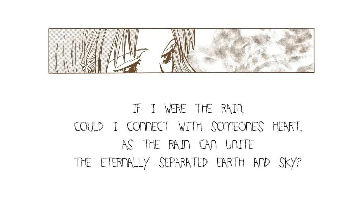 imadoubled's tweet photo. A mini thread cuz someone said Kubo's insane for making Orihime's poem as a proof of Ichigo connects w/ Rukia's heart...

Well, Orihime wished to be the rain that connects Ichigo &amp; his MOM. That's why the poem's in the same volume where Masaki died &amp; Ichigo felt guilty by it. ++ https://t.co/oQ12yOkvNc