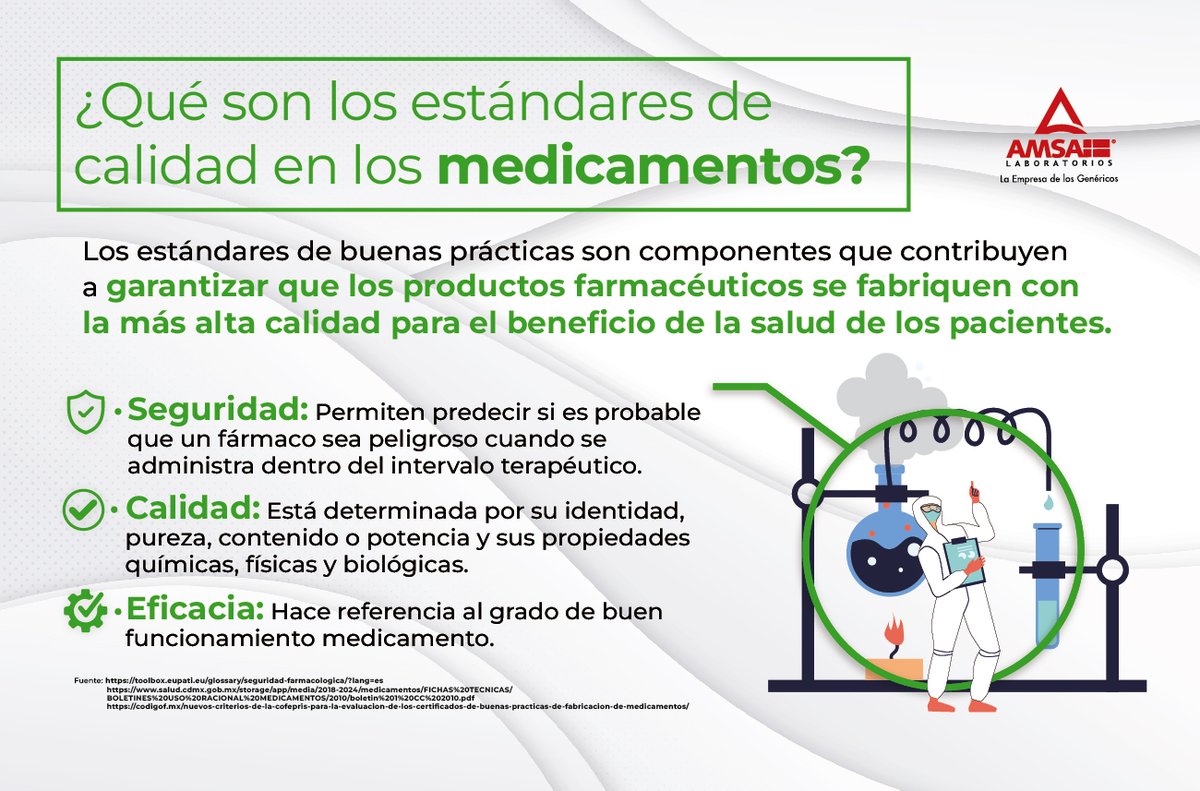 Actualmente los estándares de calidad permiten asegurar que los medicamentos cumplen con la eficacia y eficiencia en su funcionamiento.
#AMSALaboratorios #SomosAMSA