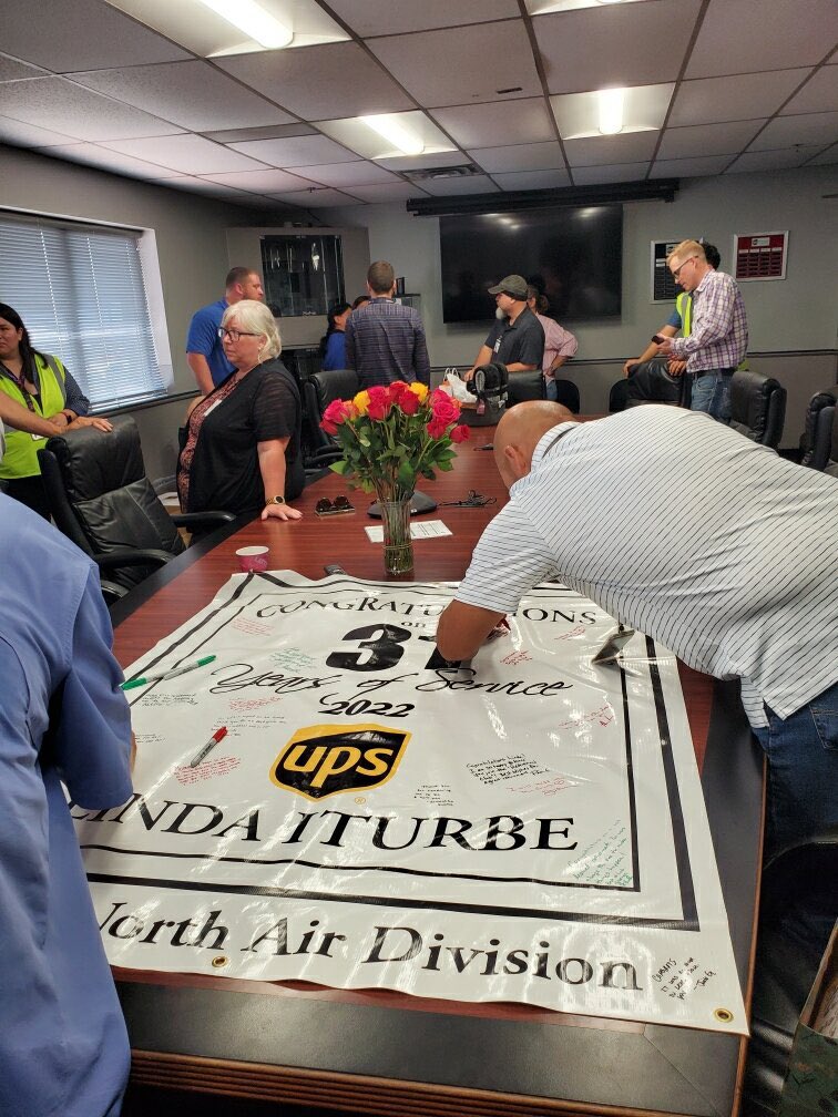 Linda Iturbe Retirement!
Your legacy has been left in the hearts and walls of the UPS DFW Facility.  Thank You for your never ending support of the operations.  You played a key role in all of our success. We will miss you and wish you all the best in your next chapter.  Enjoy