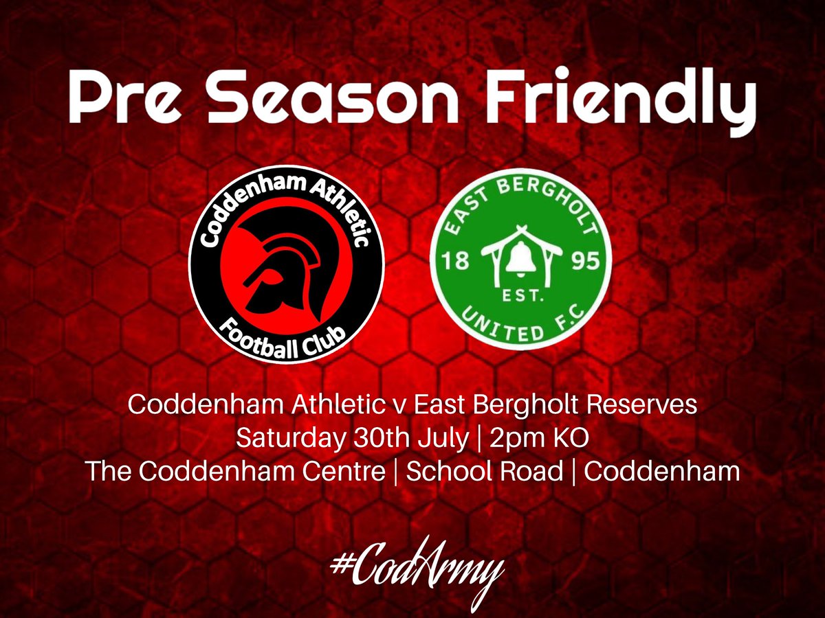 OfficialCodArmy's tweet photo. βππ©π₯ ππ‘
π Saturday 30th July
π @EBUFC1 (Reserves)
β° 2pm KO
π @CoddenhamCentre
π Pre Season Friendly
π FREE
#CodArmy #CodsBack https://t.co/vIABsZ33aq