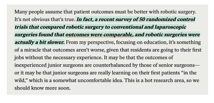 The Da Vinci System is a surgical robot that costs $2m. It's been used in >10m procedures and is des...