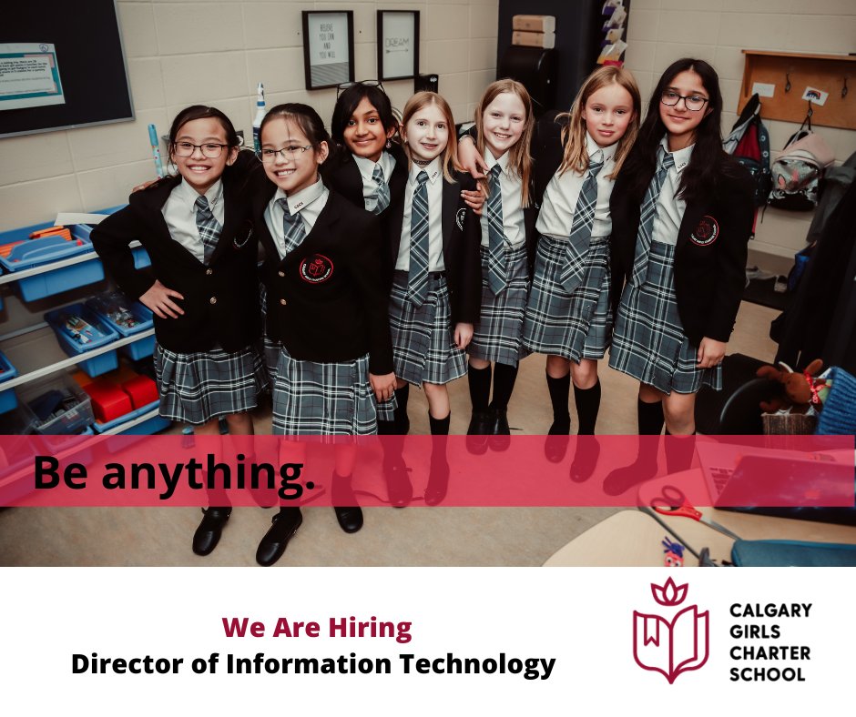 We are seeking a highly motivated and dynamic individual to join our team as the Director of Information Technology! Learn more: ow.ly/qcSO50K7NY6

#CGCS #girlseducation #yyc #GirlsCharterSchool #yyccareers