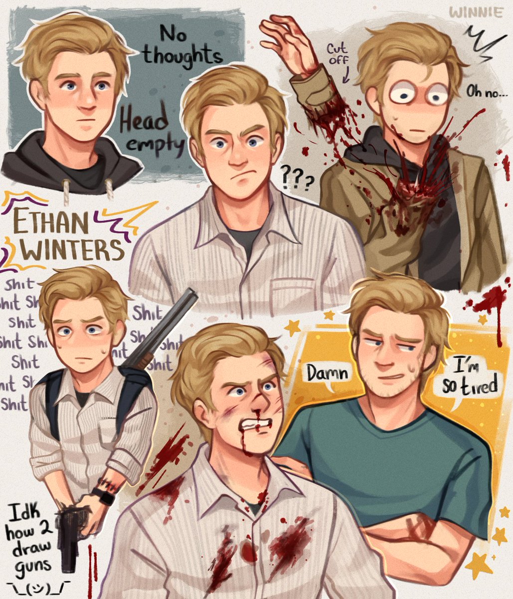 Ethan Winters practice doodles bc i need to draw him more #ethanwinters #ResidentEvil #REBHFun 

// Blood, gore 