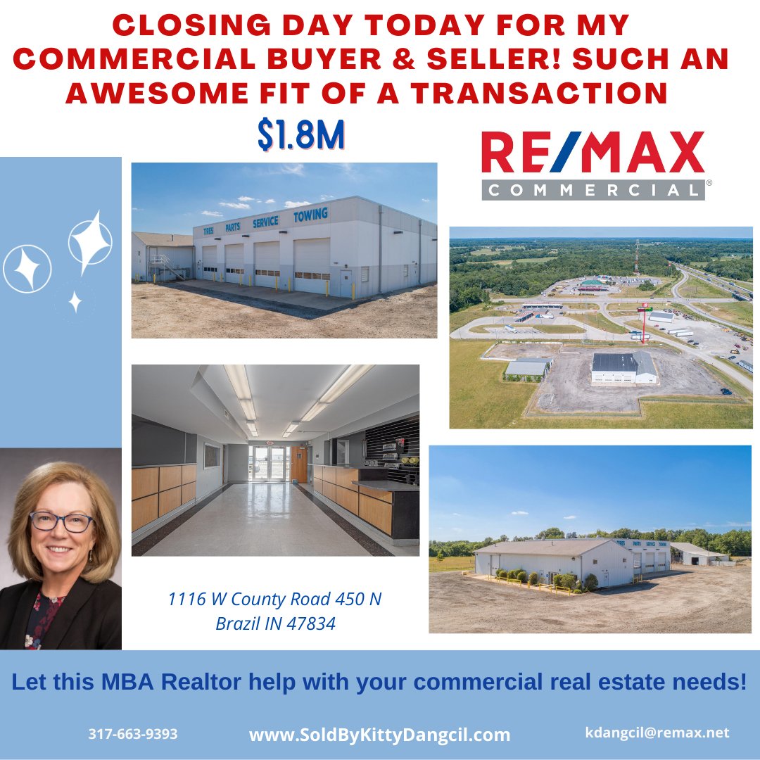 KittyDRealty's tweet photo. CLOSING DAY!! 🚛
#brazilindiana #claycounty #soldbykittydangcil #realestateexpert  #mbarealtor #commercialrealestatebroker #RemaxAdvanced https://t.co/m8P9CVhKgO