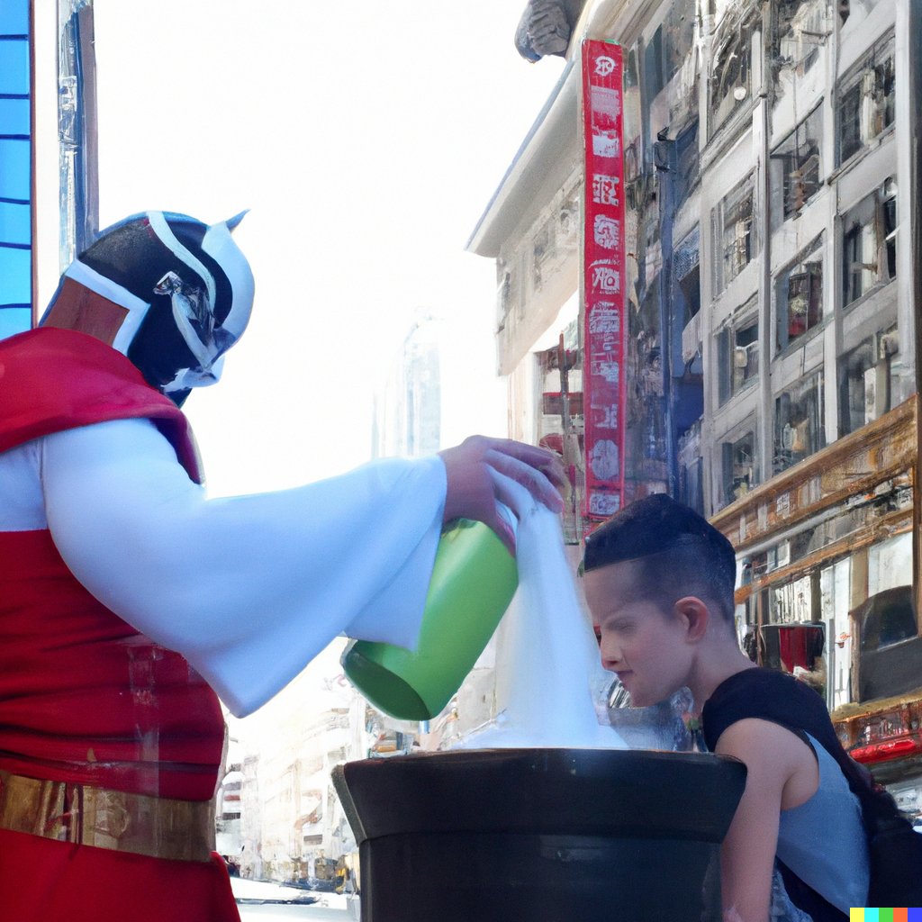 Allez_Marin's tweet photo. @BFauker @davidhogg111 An ancient Chinese warrior pouring detergent on a young man's face. #dalle2 #generativeart #dalle #art https://t.co/yDle7vpBls