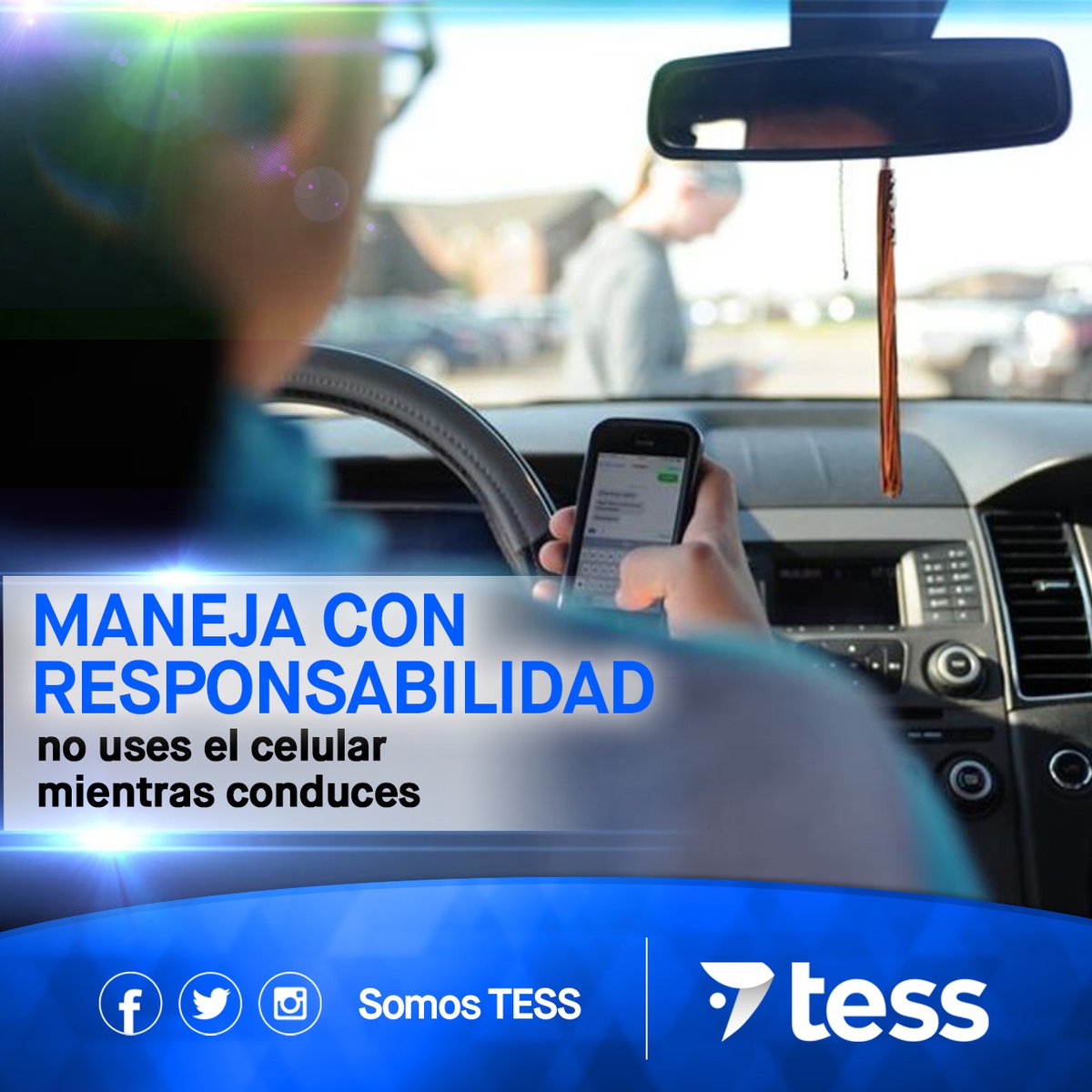 somostess's tweet photo. ¡SEAMOS RESPONSABLES!
No usemos el teléfono celular mientras conducimos.
#SomosTESS #TránsitoManta #NoUsesElCelular https://t.co/ZtJOxSWLLj
