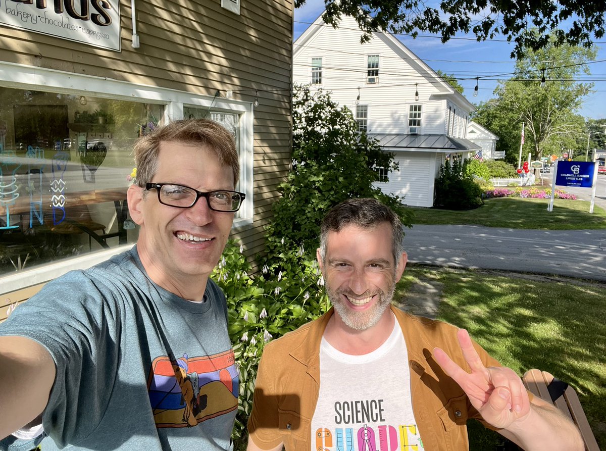 Despite working closely together for 2 or 3 years, this morning was my first chance to meet @toniobuonassisi in person.  In a small town coffee shop.  In the middle of New Hampshire.   About time