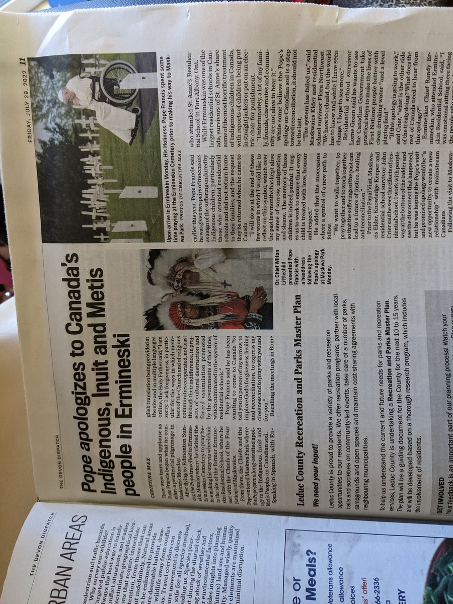 LKeindel's tweet photo. Hey! #PopeFrancis made it into the #DevonDispatch! #goldstar #DevonAlberta. Just saying that I was on the front page last week, but good for him! https://t.co/UGgmdQfotT