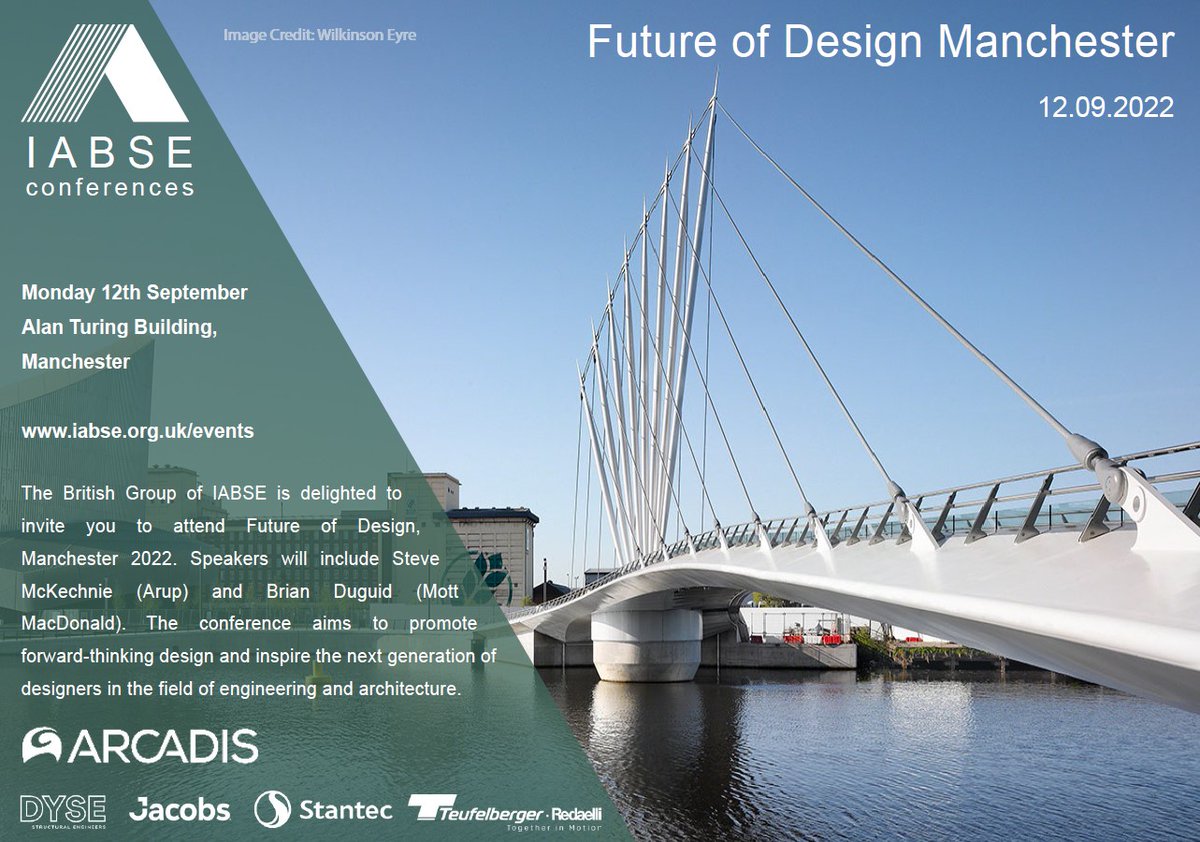 Tickets have just been released for IABSE Future of Design Manchester - in a much anticipated return for these events after a three year hiatus!

Get yours here: eventbrite.co.uk/e/iabse-future…

More details available on our website: iabse.org.uk/event/iabse-fu…