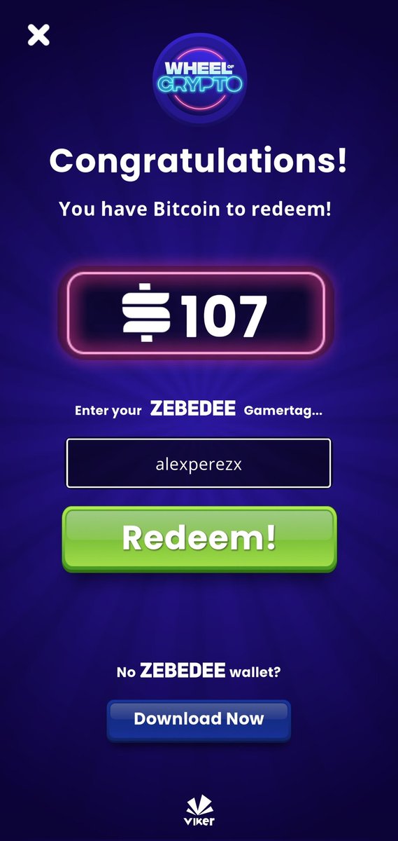 alexperexz's tweet photo. @ZBD_Play @vikergames #WheelOfCrypto it's one of the best games of @vikergames 🎡🪙 You can withdraw your sats right away to your @ZBD_Play wallet! ⚡ https://t.co/zJfupF4tRp