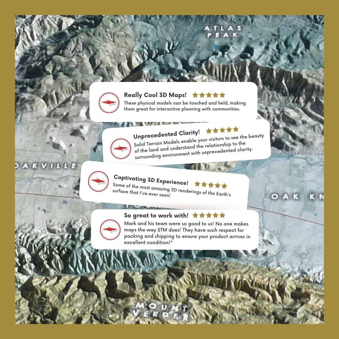 STM_3D's tweet photo. Check out the 5-star reviews from happy customers and read what they're saying about their experience with @STM_3D Have a story you want to share about STM? Drop a note and let us know... and thanks!
#solidterrainmodeling #STM #3d #3Dmap #geospatial #5starreview #shareyourstory❤️ https://t.co/fjijQibvUM