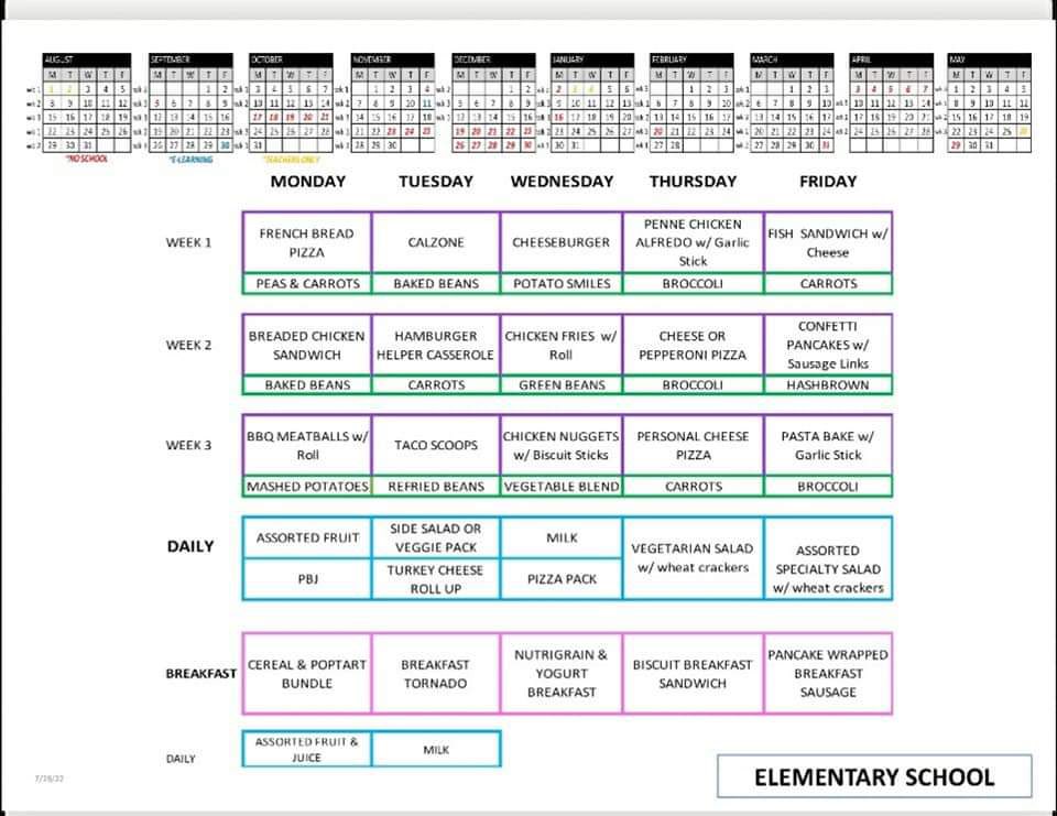 hpecafe's tweet image. 2022-23 school menu, K-4