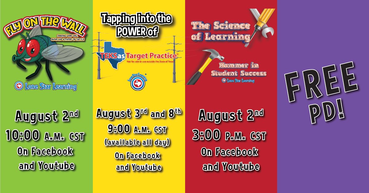 lsltweets's tweet image. Free PD!  Will you join me?  Free vocabulary, science of learning and specialty TEKSas Target Practice PD sessions next week!  

Check it out at facebook.com/lonestarlearni…

#LoneStarLearning #ProfessionalDevelopment #FlyOnTheWall #TEKSasTargetPractice #TheScienceOfLearning #Teachers