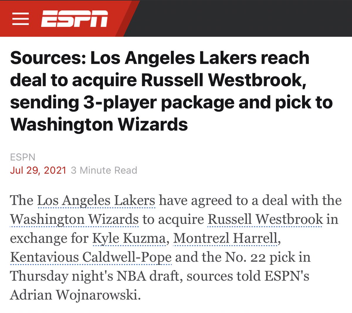 LakeShowYo's tweet photo. 1 year ago since the worst trade ever https://t.co/ubLCJmiHQB