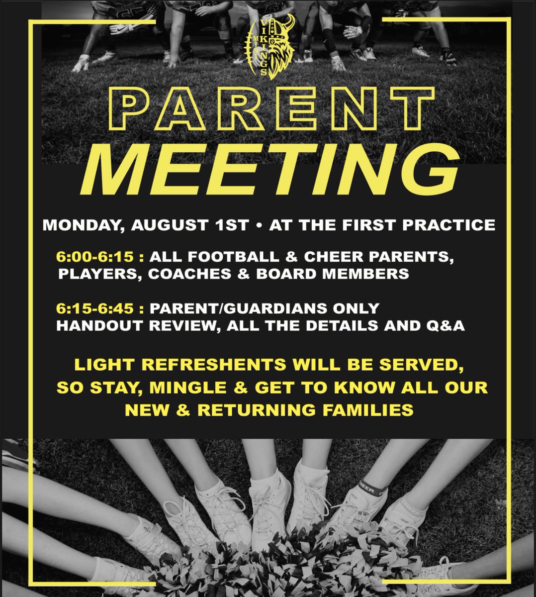 With all the changes this season &amp; new families, we ask that parents/guardians please stay the first part of practice for some important info. There will be snacks, so stick around &amp; get to know your new family. Trust me, you will be seeing a lot of each other the next few months