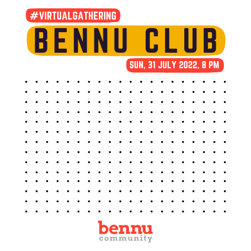 BennuCommunity's tweet photo. #virtualgathering 
Dear bennu fellows, Let's gather virtually at the Bennu Club to talk more as passionate buddies to share our experiences and care about each other.

It will be held this Sunday (July 31) @ 20:00 IRST. https://t.co/l7Ej1DxkTM