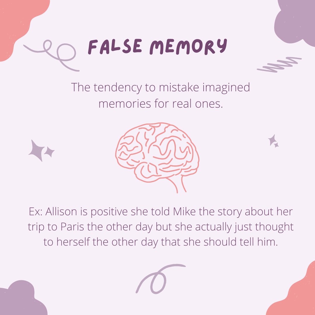 clearforkpsych's tweet photo. Cognitive bias #11: False Memory!

 #psychology #psychtwitter #interestingfacts #clearfork #thinkingerrors #learnmore #fallacy #didyouknowfacts #psychologyfacts  #cognitivebiases #socialpsychology #psychologist #psychology_health #clinicalpsychology #falsememory https://t.co/FNyLANTY2T