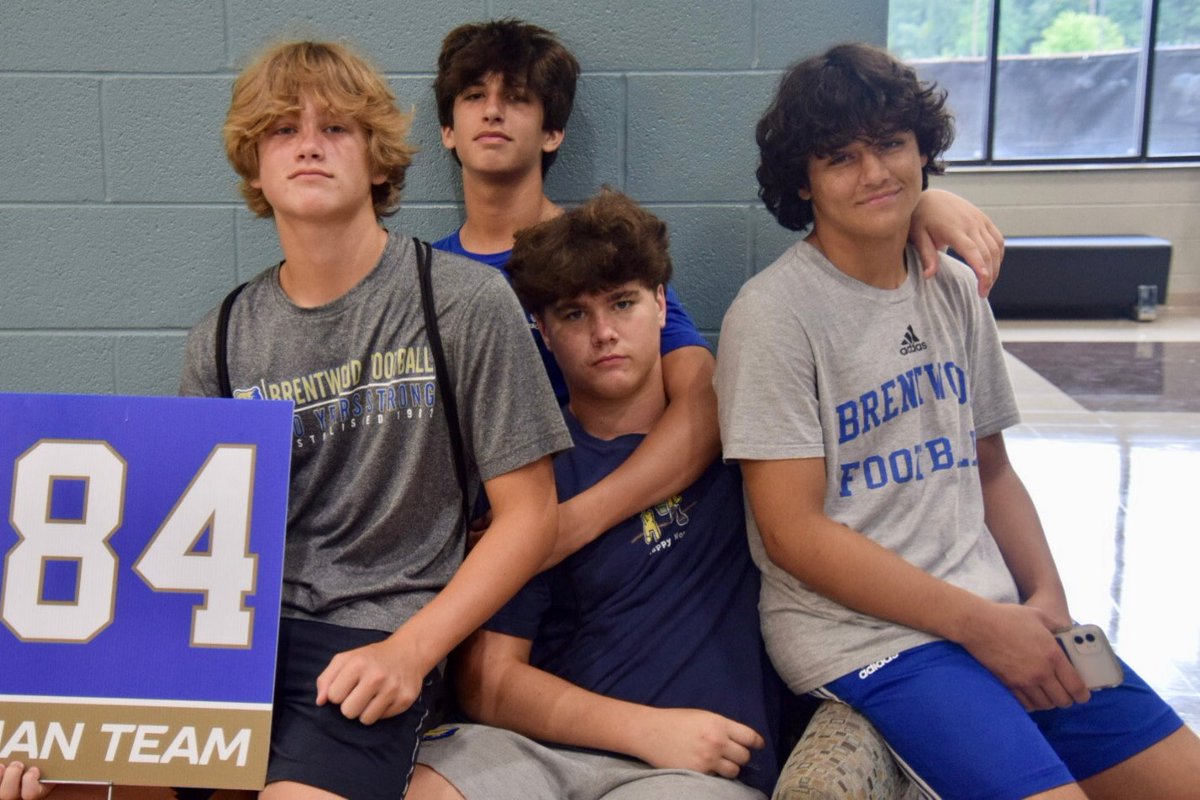 The Class of 2026 takes the field for their first scrimmage tonight wearing blue for the very first time! These freshman players were enjoying Media Day yesterday. #GoBruins #BetterEveryDay <a href="/wcsBHScf/">Brentwood Football</a>