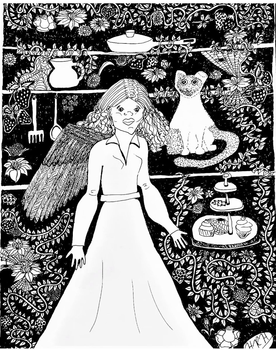 hogelstick's tweet photo. #originalart #GiftIdeas #drawing #ChildrensBookIllustration
#handdrawn #GraphicNovel #art showing #TheWomanWithThePowerOfBirds with her #cat. After a #hurricane evacuation, she finds her property in #NewOrleans soggy and overgrown #nola #grief #magic #voodoo #MardiGras #witchy https://t.co/oznPdaaPlp