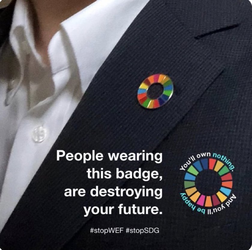 javiert49862477's tweet photo. Las personas que usan esta insignia están destruyendo tu futuro.
No serás dueño de nada y serás feliz.
#stopWEF #stopODS https://t.co/dRPXFcuc6h
