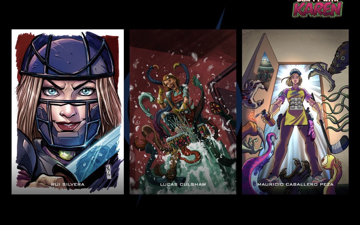 Karen is a newly divorced soccer mom who struggles to do it all by day &amp; save the world by night. And yet somehow still, she might be the greatest threat the world knows to the monsters under the bed &amp; we’re loving all of these cover variants of our new heroine. #DontFWithKaren