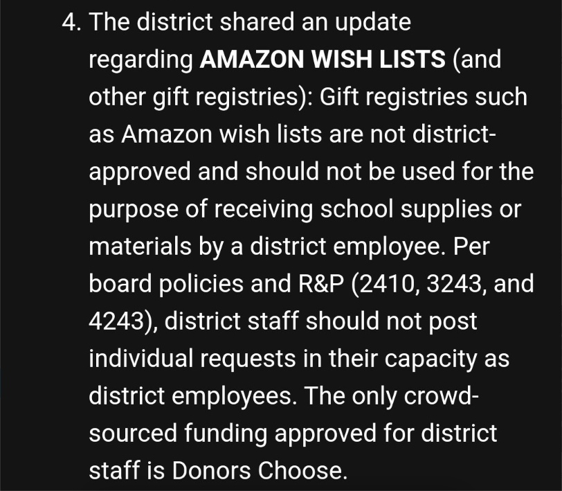Steph_Wilson03's tweet photo. #teachertwitter...it has been brought to my attention that our colleagues in NC could use our help!  The largest school district in the state has banned Amazon wishlists.  Any DC lists must be pre-approved and classroom budgets are kept at <$50.

NC teachers...How can we help? https://t.co/86z9jK6BXB