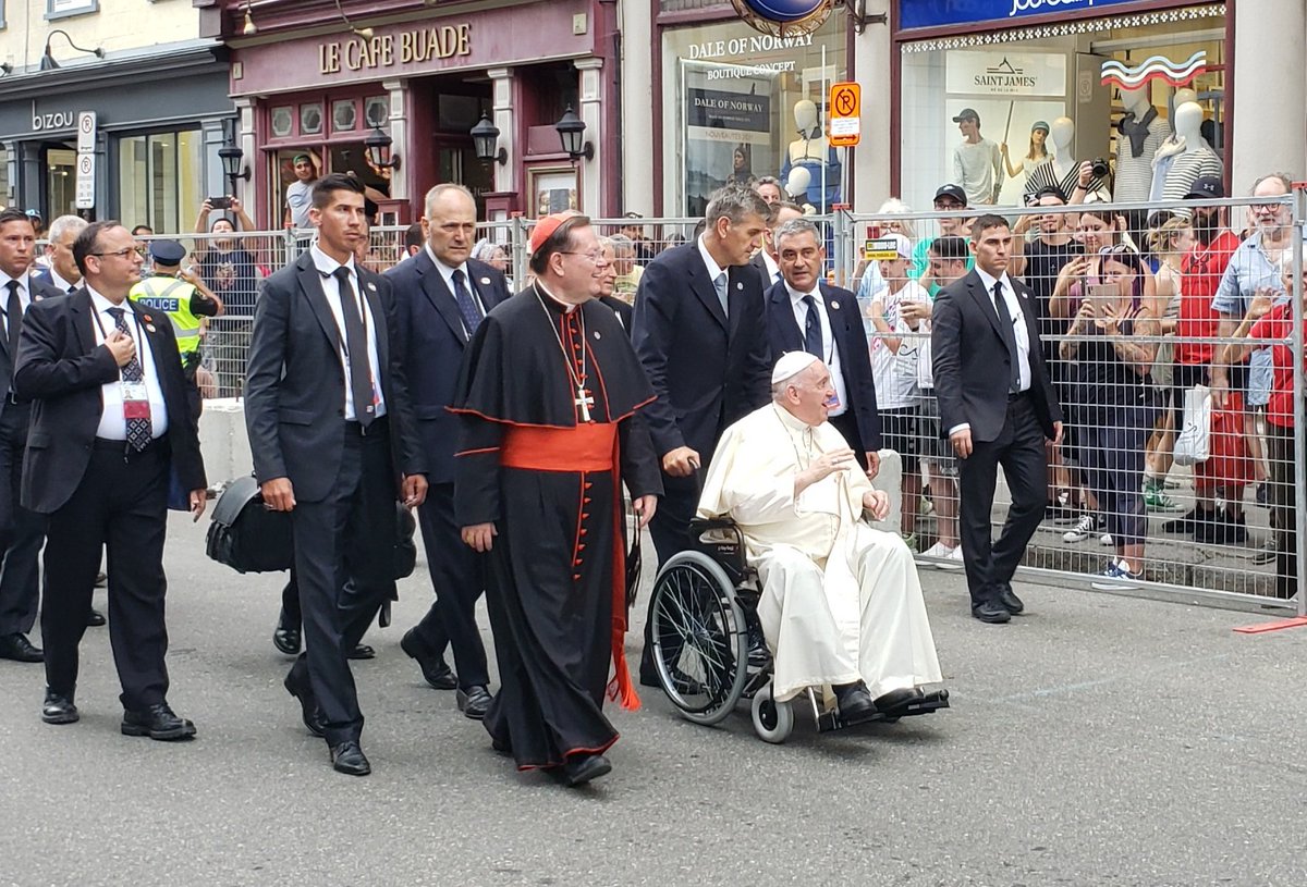 Pope Francis on the wheelchair praying for the sick and blessing and encouraging the people in Canada is a good depiction of the image of the wounded healer. He made his own pain available as a source of healing for the people.
#PopeInCanada