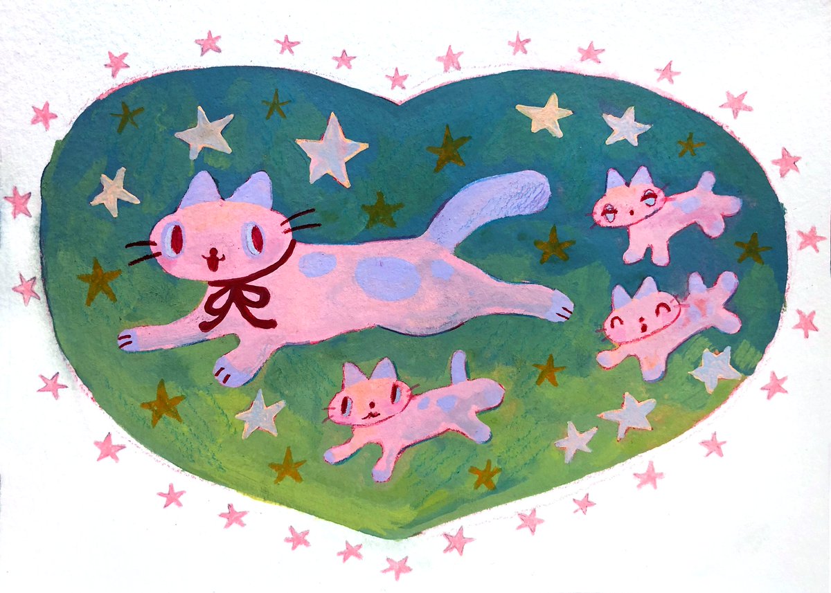 Cats floating in space