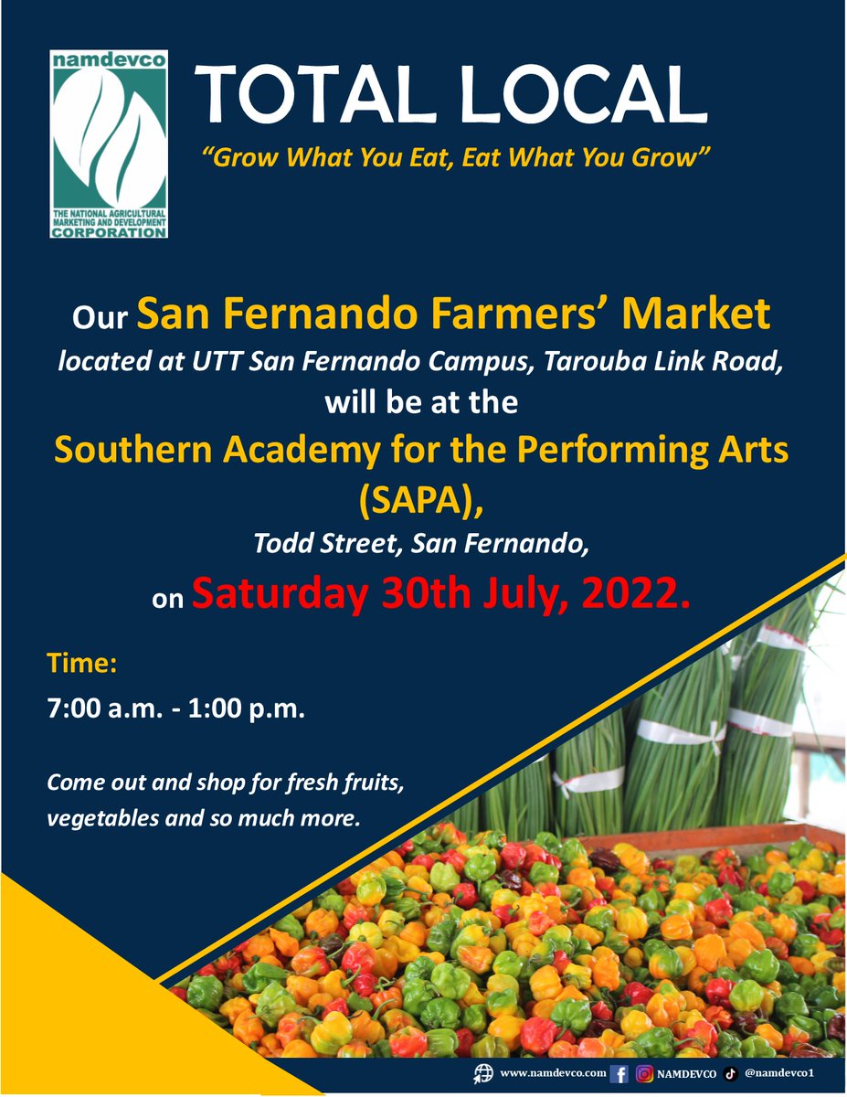 maftt_'s tweet photo. #NAMDEVCO | #FarmersMarket | #TotalLocal | Visit NAMDEVCO's San Fernando Farmers' Market at the Southern Academy for the Performing Arts this weekend! https://t.co/ouGingu42m