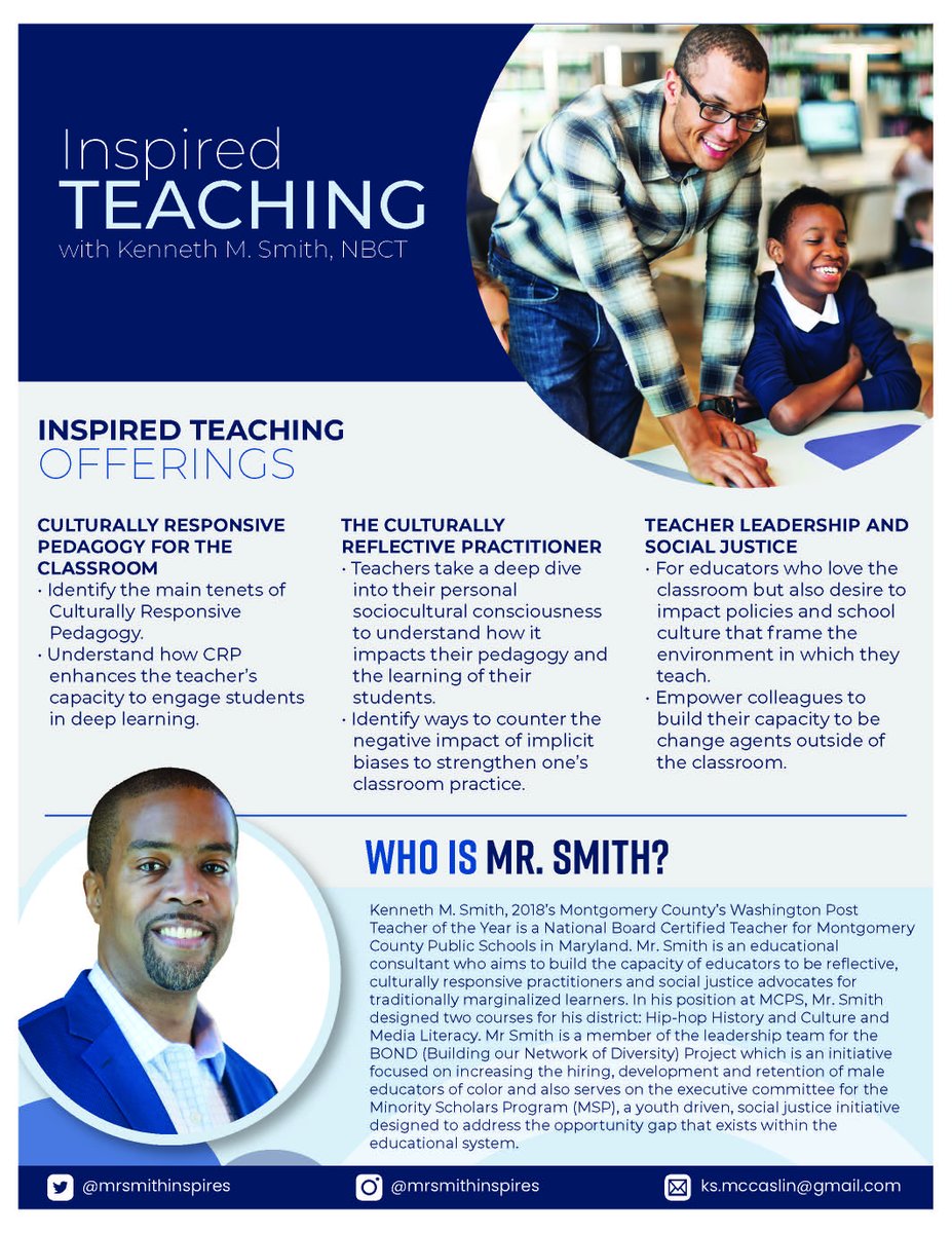 ctrblackmalebsu's tweet photo. Day 5: Hip-Hop Pedagogy
Join us for Day 5 of the Black Male Educator Pedagogy Professional Learning Series at Bowie State University, featuring Mr. Kenneth M. Smith | NBCT of Montgomery County Public Schools. https://t.co/tExPJjJoVQ