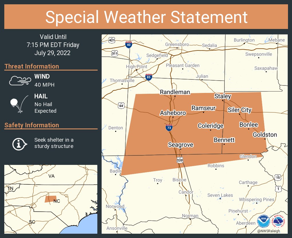 NWS Raleigh on Twitter "A special weather statement has been issued