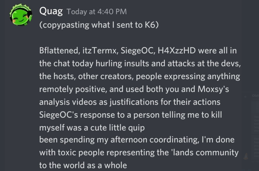 ThiccFilA_'s tweet photo. Lets talk about @ItzTermx and Quag for a second. Random troll tells Quag KYS in the Wondercast chat (you can still see the vod @GearboxOfficial twitch). So where does Termx fit into this? Hes not on the CC team and voices his problems with the game often. (1/5) https://t.co/90ZLTdtuWl