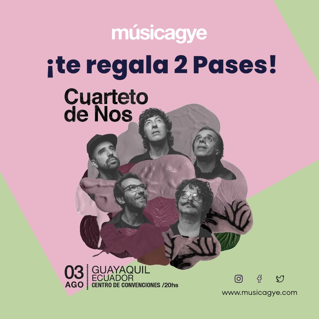 🚨✨¡Te llevamos a ver al @cuartetodenos en Guayaquil!✨🚨 Ve a nuestro Instagram y participa dando click aquí 👇🏼 👉🏼 bit.ly/3vpcLtm👈🏼 #CuartetoDeNosEnGuayaquil