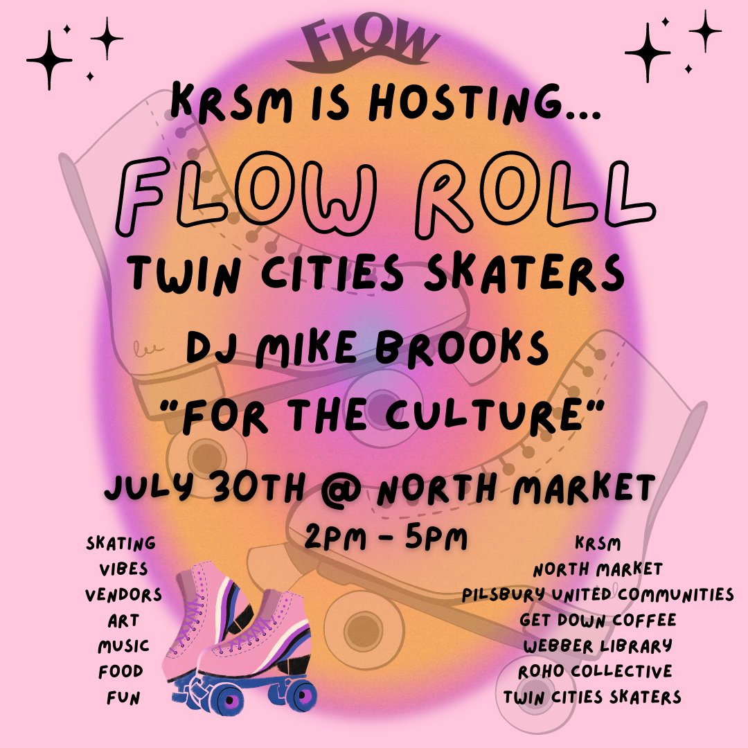 Come Skate with <a href="/KRSMradio/">KRSM 98.9 FM Radio For All!</a>  at <a href="/FLOWNorthside/">FLOW Northside Arts Crawl</a>  Art Craw on SATURDAY July 30th! We will have vendors, food and MUSIC! Come move your body with us Northside at North Market from 2-5pm!!!