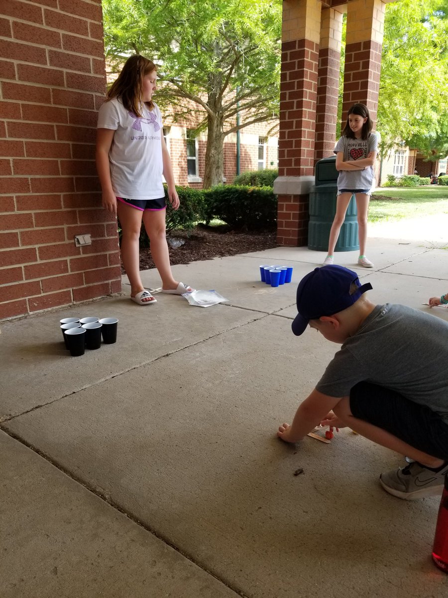 It was a beautiful day to host our #NutsForNewton event ☀️  After a week of researching Newton's Laws of Motion, my "big kids" applied their knowledge by creating games and activities for the little ones! #CampAcceleration22