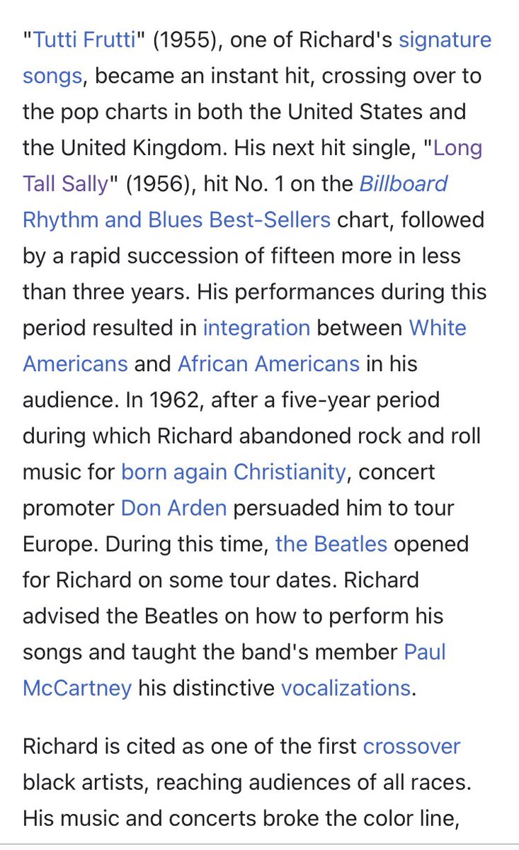Zeitheist1's tweet photo. #Popiversary
30 - 1956 (66th)

Long Tall Sally - Little Richard

The true king of rock n roll—Elvis covered him 4 times on his first 2 albums—Richard brought unmatched energy, almost a fury, to his performances. This tune is a rock standard.

https://t.co/SsGzY7z3DM https://t.co/tDq2ghxSgq