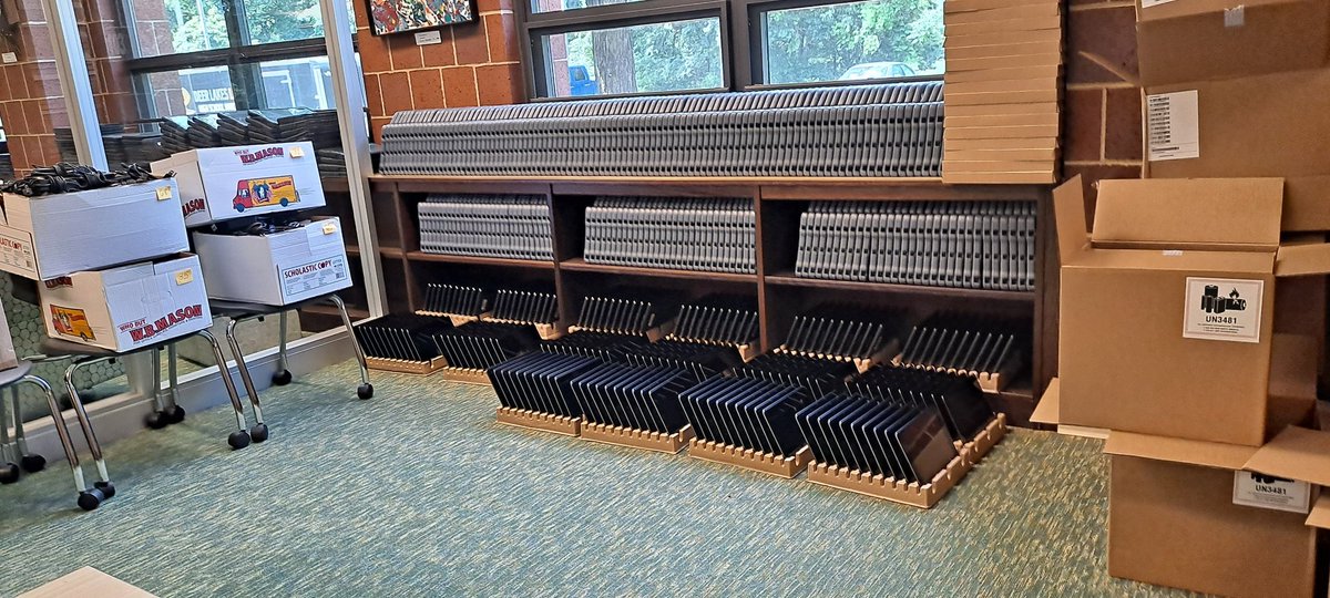 DlsdTech's tweet photo. 240 ipads have cases on them. 160 more to go.  #dlsdtech #k12tech https://t.co/3zGs9wyj0i