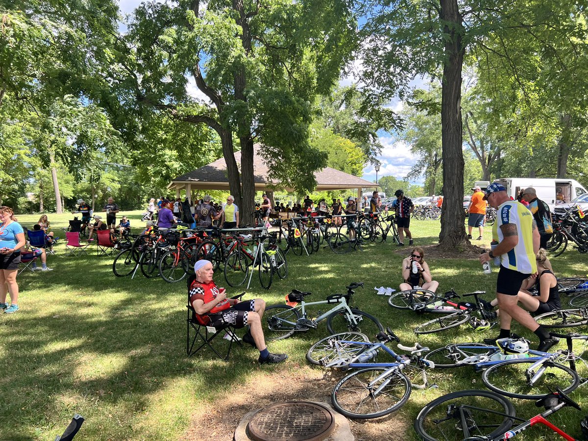 MikeGinestre's tweet photo. We rode 83 miles to Spencerport on the @EmpireStateRide today. We had some cool stops along the way. Tonight at camp we heard so many stories of why people ride. Some stories have successful outcomes but so many do not. We ride #toendcancer. Thank you again to my donors! https://t.co/xPnJ6xCnJB