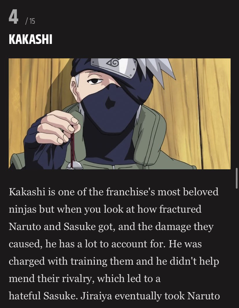 They really put Sasuke, Kakashi, and Tsunade as the worst naruto  characters. I'm personally offended seeing 3 of my favorite characters here  😂, image size:827x1066