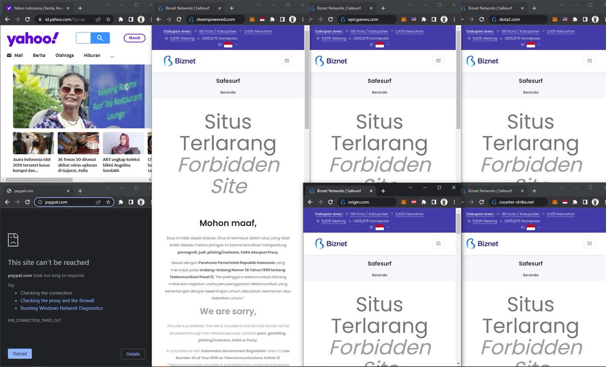 Epicgames, steam, dota2, origin dan counter-strike.net dan paypal kena takedown, yahoo masih aman