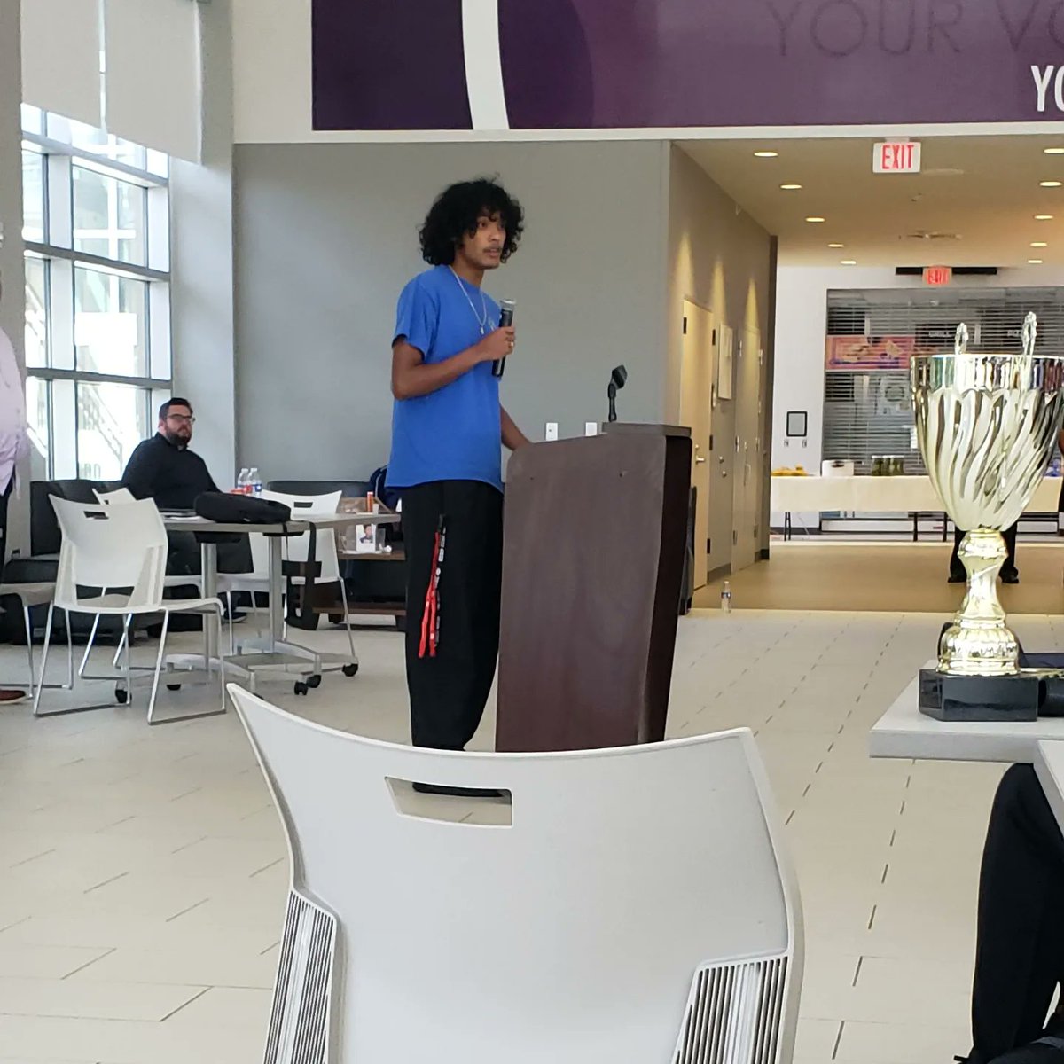 ladyrangerstrck's tweet photo. Our boys 400m STATE CHAMPION, Cameron Chin, was in the building today to present Coach McDowell with the first ever GCCISD Coach of the year award! It is an honor to work alongside Coach McDowell! Congratulations Coach!! https://t.co/JhKGbrsIVl
