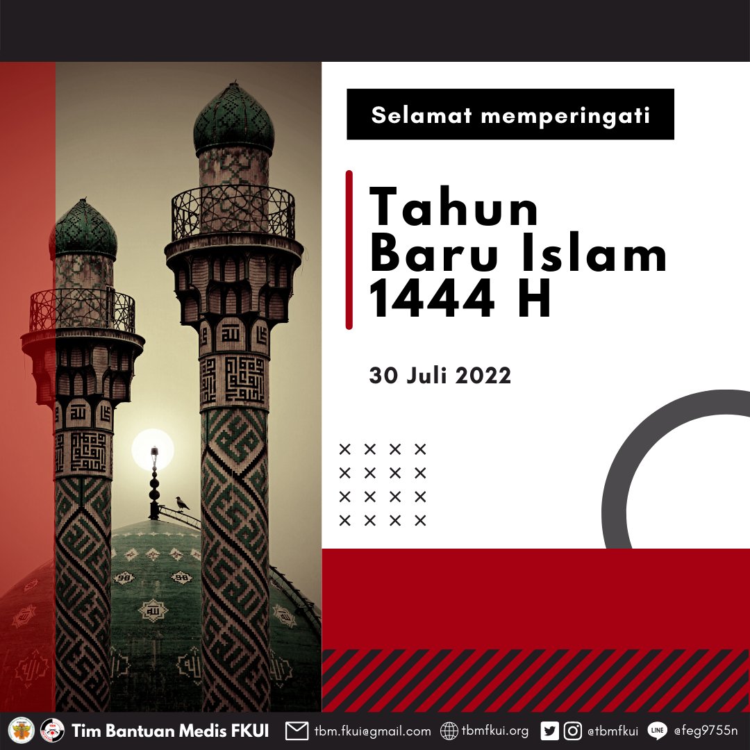[TAHUN BARU ISLAM 1444 H]⁠
⁠
TBM BEM IKM FKUI mengucapkan selamat memperingati Tahun Baru Islam 1 Muharram 1444 Hijriyah bagi yang merayakan.⁠
⁠
#TBMFKUI⁠
#TangguhBeraniMandiri⁠
#TogetherBringsMore