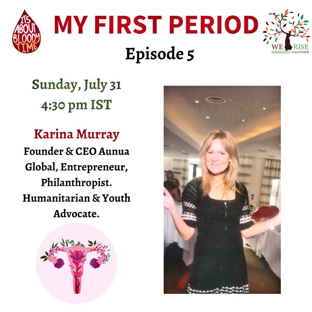_WeRiseTogether's tweet photo. In the 5th episode of #MyFirstPeriod, We will interview Ms.@KarinaM87142634
She is the Founder & CEO @AunuaGlobal, Entrepreneur, Philanthropist, Humanitarian & #YouthAdvocate.
Catch us on 31st July 2022 from 4:30 pm IST at:
https://t.co/rPUOdDqnzl
@vanessa_vash @Malala @ashokkp https://t.co/8rPyJV5rIv