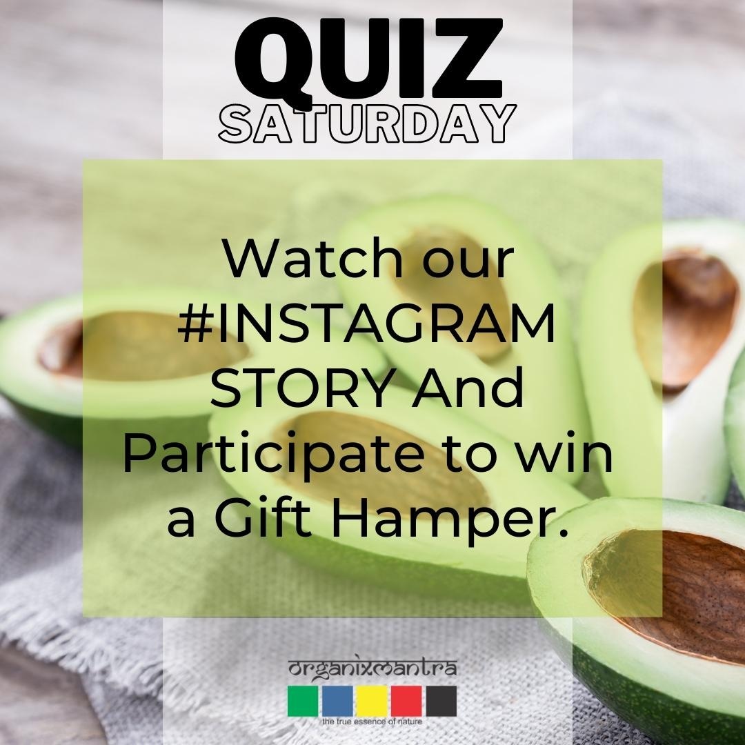 Name a Vitamin that is high in Avocado Oil? 
Head over to our Instagram story to participate.
Best of luck and keep safe!
instagram.com/organixmantra/

#AvocadoOil #Acne #MoisturizesSkin #SpotTreatment #SkinCare #QuizSaturday #QuizWinner #Quiz #QuizQuestions #Saturday #OrganixMantra